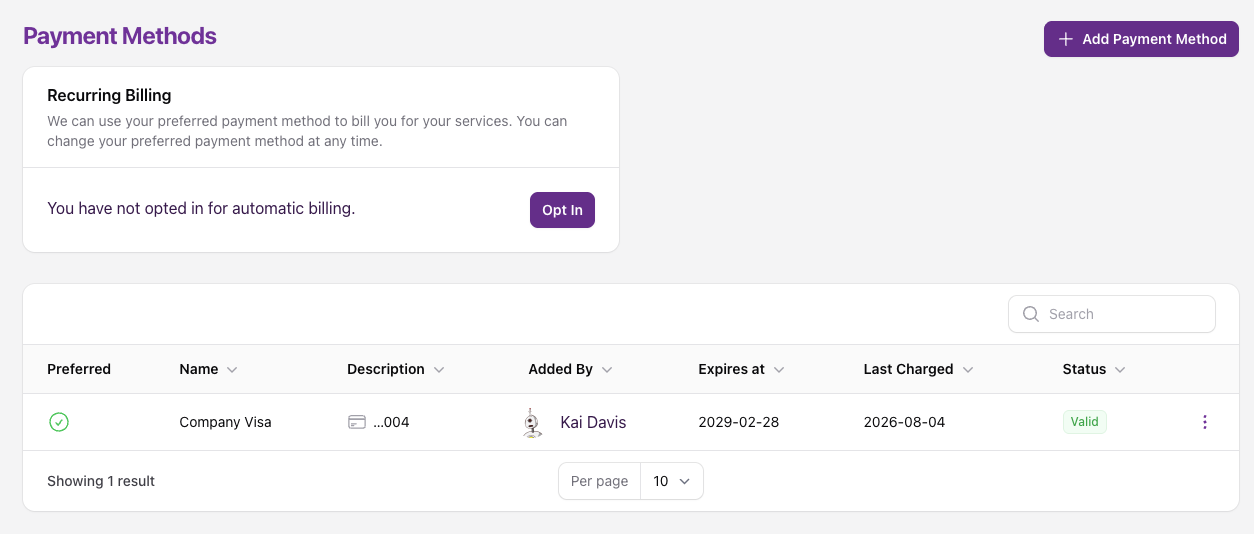 Payment Methods