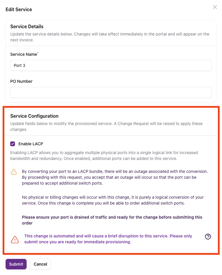 Convert to LACP Order